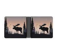 YKUDBN Mens Leather Wallet,Moose Mountain Pine Tree Wilderness Print Cute Wallets for Women,zipper Wallet Suitable for Daily Travel Use, XB0608021, Moose Mountain Pine Tree Wilderness, One Size