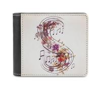 YKUDBN Mens Leather Wallet,Musical Note Floral Print Cute Wallets for Women,zipper Wallet Suitable for Daily Travel Use, Musical Note Floral, One Size