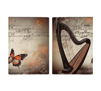 YKUDBN Passport Protective Cover, Music Background with Harp And Butterfly Print Passport Cover Travel Document Protector Travel Passport Wallet Passport Sleeve, 20.3x13.8cm, style, style, 20.3x13.8cm
