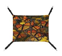 YKUDBN Portable Canvas Pet Hammock, Monarch Butterflie Print Stylish Pet Hammock Ideal for Small Pets, Breathable, Space-Saving and Easy to Clean