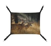 YKUDBN Portable Canvas Pet Hammock, Nature Wild Animal Deers Print Stylish Pet Hammock Ideal for Small Pets, Breathable, Space-Saving and Easy to Clean