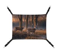 YKUDBN Portable Canvas Pet Hammock, Nature Wild Animal Deers Print Stylish Pet Hammock Ideal for Small Pets, Breathable, Space-Saving and Easy to Clean