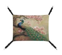 YKUDBN Portable Canvas Pet Hammock, Oriental Peacock on Flower Tree Print Stylish Pet Hammock Ideal for Small Pets, Breathable, Space-Saving and Easy to Clean