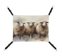 YKUDBN Portable Canvas Pet Hammock, Sheeps Watercolor Print Stylish Pet Hammock Ideal for Small Pets, Breathable, Space-Saving and Easy to Clean