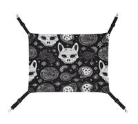 YKUDBN Portable Canvas Pet Hammock, Skull Cat Moon Gothic Print Stylish Pet Hammock Ideal for Small Pets, Breathable, Space-Saving and Easy to Clean