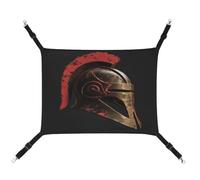 YKUDBN Portable Canvas Pet Hammock, Spartan Warrior Helmet Print Stylish Pet Hammock Ideal for Small Pets, Breathable, Space-Saving and Easy to Clean