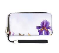 YKUDBN Pu Leather Wallet, Iris Flower Butterfly Print Large Capacity Wallet Long Wallet for Women Handheld Clutch Wallet Modern Women's Wallet, style, 20.0*10.5cm, Modern