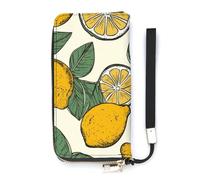 YKUDBN Pu Leather Wallet, Lemon Fruit Pattern Print Large Capacity Wallet Long Wallet for Women Handheld Clutch Wallet Modern Women's Wallet, style, 20x10.5cm, Modern