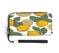 YKUDBN Pu Leather Wallet, Lemon Fruit Pattern Print Large Capacity Wallet Long Wallet for Women Handheld Clutch Wallet Modern Women's Wallet, style, 20.0*10.5cm, Modern