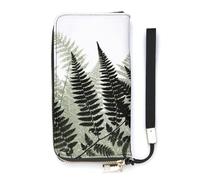 YKUDBN Pu Leather Wallet, Natural Plant Silhouette Fern Leaf Print Large Capacity Wallet Long Wallet for Women Handheld Clutch Wallet Modern Women's Wallet, style, 20x10.5cm, Modern