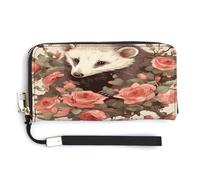YKUDBN Pu Leather Wallet, Opossum And Roses Print Large Capacity Wallet Long Wallet for Women Handheld Clutch Wallet Modern Women's Wallet, style, 20.0*10.5cm, Modern