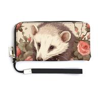 YKUDBN Pu Leather Wallet, Opossum And Roses Print Large Capacity Wallet Long Wallet for Women Handheld Clutch Wallet Modern Women's Wallet, style, 20.0*10.5cm, Modern