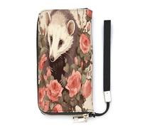 YKUDBN Pu Leather Wallet, Opossum And Roses Print Large Capacity Wallet Long Wallet for Women Handheld Clutch Wallet Modern Women's Wallet, style, 20x10.5cm, Modern