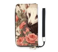 YKUDBN Pu Leather Wallet, Opossum And Roses Print Large Capacity Wallet Long Wallet for Women Handheld Clutch Wallet Modern Women's Wallet, style, 20x10.5cm, Modern