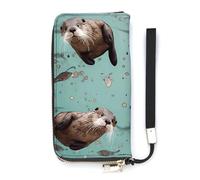 YKUDBN Pu Leather Wallet, Otters Print Large Capacity Wallet Long Wallet for Women Handheld Clutch Wallet Modern Women's Wallet, style, 20x10.5cm, Modern