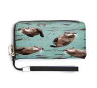YKUDBN Pu Leather Wallet, Otters Print Large Capacity Wallet Long Wallet for Women Handheld Clutch Wallet Modern Women's Wallet, style, 20.0*10.5cm, Modern