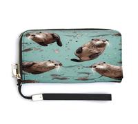 YKUDBN Pu Leather Wallet, Otters Print Large Capacity Wallet Long Wallet for Women Handheld Clutch Wallet Modern Women's Wallet, style, 20.0*10.5cm, Modern