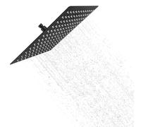 YKUKIZEE 10 inch Black Square Rainfall Shower Head, 25 cm Fixed Rain Shower Head 304 Stainless Steel, Large Waterfall Shower Heads Overhead High Pressure for Bathroom Ceiling