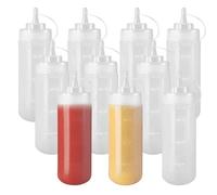 YKUKIZEE 10 Pack Squeezy Sauces Bottle with Nozzles 350 ML, Clear Squeezy Condiment Bottle 12 OZ, Leakproof Plastic Squeezy Ketchup Dispenser for Oil Seasoning Syrup Honey Mustard Dressing