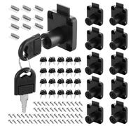 YKUKIZEE 10 Set Drawer Lock 22mm, Black Cylinder Cam Locks, Security Cupboard Lock with Keys for Cabinet Mailbox Post Furniture Household Office