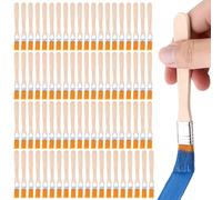 YKUKIZEE 100 PCS 0.5 Inch Paint Brush Flat, Small Soft Bristle Brushes, Wooden Handle Paint Brush for Stains Varnishes Glues Trim Furniture Painting Wall Ceiling Woodwork DIY