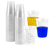 YKUKIZEE 100 Pcs 240 ml Plastic Measuring Cups with Scale, 8 oz Resin Measuring Cups, Clear Mixing Cups for Paint Graduated Pigment Liquids