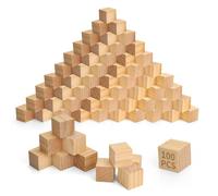 YKUKIZEE 100 PCS Square Wooden Cubes 3x3x3 CM, Unfinished Pine Wood Blocks Small, Natural Smooth Wooden Blocks for Crafts DIY Projects Carving Puzzles Numbers