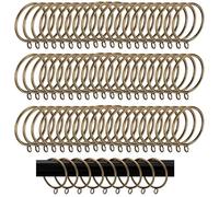 YKUKIZEE 100PCS Curtain Rings With Eyelet 50mm, Antique Brass Curtain Rings for Hooks, Rustpoof Metal Curtains Pole Ring for Window Rail Door Shower Rods