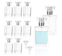 YKUKIZEE 10PCS 30 ml Glass Refillable Perfume Bottle Square, Empty Perfume Spray Bottles Portable, 1 oz Clear Glass Fragrance Atomiser Bottle for Travel Women Men