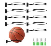 YKUKIZEE 10PCS Wall Mount Football Rack, Rugby Ball Holders Basketball Display Stand Wall Mount Volleyball Ball Storage Holder Black for Exercise Balls