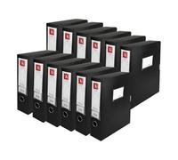 YKUKIZEE 12 Pack Black A4 Files Box, 55 mm Spine A4 Document Box Deep Foldable, Plastic Foolscap Filing Organiser Boxes for Paperwork Archive Office Stationery Home School