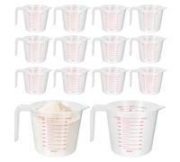 YKUKIZEE 14 PCS Plastic Measuring Jug with Handle 1000ML, Kitchen Measuring Jug with Scale, 1L Clear Liquid Graduated Beaker for Baking Cooking Mixing Cup Laboratory