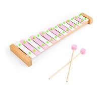 YKUKIZEE 15 Note Wooden Xylophone with 2 Mallet, Pink Music Instrument, Natural Wooden Glockenspiel for Adults