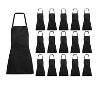 YKUKIZEE 15 Pack Black Aprons Catering with 2 Pockets, Black Chef Apron, Long Kitchen Apron with Pockets for Restaurant Cooking Baking Women Men