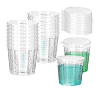 YKUKIZEE 15 Pcs 1400 ml Paint Mixing Cups with 15 Lids, Plastic Resin Measuring Cups with Scale, Clear Graduated Cups with Lid for Epoxy Pigment Liquids