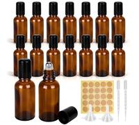YKUKIZEE 16 PCS 30 ml Glass Essential Oil Roller Bottles, Amber Glass Perfume Roll on Bottle with Stainless Steel Balls, Refillable Glasses Fragrance Roller Ball Bottle for Travel Aromatherapy Massage