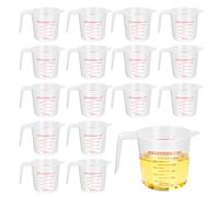 YKUKIZEE 16 PCS Plastic Measuring Jug with Handle 250ML, Stackable Kitchen Measuring Jug with Scale, Clear Liquid Graduated Beaker for Cooking Baking Mixing Cup Laboratory