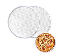 YKUKIZEE 2 Pack Aluminium Mesh Pizza Tray for Oven 13 inch, Non Stick Pizza Screen, 33 cm Round Crispy Pizza Net with Hole Seamless Rim for Baking Home Kitchen Restaurant