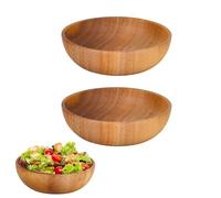 YKUKIZEE 2 PCS 16 CM Wooden Serving Bowl, Round Acacia Wooden Smoothie Bowl