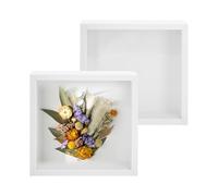 YKUKIZEE 2 Pcs 3D Shadow Box Frame 10x10 inch, Box Frames for Crafts 3D Deep 27x27 cm White Wooden Deep Box Frame Flowers Hanging Wall Memory Photo