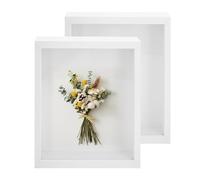 YKUKIZEE 2 Pcs 3D Shadow Box Frame A4, Wooden Deep Box Frame, White Box Frames for Crafts 3D Deep Flowers Hanging Wall Memory Photo