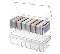 YKUKIZEE 2 PCS Plastic Card Storage Box with Dividers, Index Card Storage Box with Lid, Playing Card Storage Case For Business Bank Trading Sports Cards Game