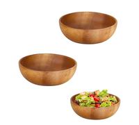 YKUKIZEE 2 PCS Wooden Serving Bowl 14 CM, Round Acacia Wooden Smoothie Bowl