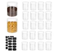 YKUKIZEE 20 Pack Plastic Storage Jars with White Lids 250 ml, Clear Wide Mouth Plastic Jars with Screw Lids, Round Empty Storage Containers Jar for Food Grain Candy Jam Craft