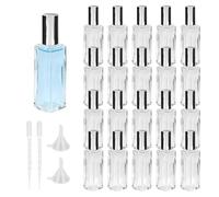 YKUKIZEE 20PCS 20 ml Glass Refillable Perfume Bottle Square, Clear Empty Perfume Spray Bottles Portable, Glass Fragrance Atomiser Bottle for Travel Women Men