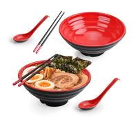 YKUKIZEE 2Pcs Large Ramen Bowl Set, 1150 ml Noodle Bowl with Chopsticks and Spoon, Plastic Japanese Soup Bowl for Pho Pasta Udon Salad