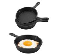 YKUKIZEE 3 Pack 4 inch Mini Cast Iron Skillet with Double Drip-Spouts, 10 cm Small Cast Iron Pan Black, Round Mini Irons Egg Skillet for Frying Oven Grill