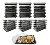 YKUKIZEE 30 Pack Buffet Trays with Lids, Sandwich Trays with Clear Lid