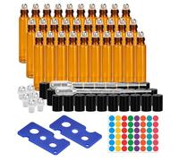 YKUKIZEE 30 PCS 10 ml Glass Essential Oil Roller Bottles, Amber Glass Roll on Bottles with Stainless Steel Balls, Refillable Glasses Roller Ball Bottle for Perfume Aromatherapy Massage Fragrance