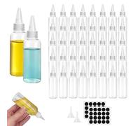 YKUKIZEE 36 PCS Squeezy Bottles with Nozzles 100 ML, Small Squeezy Sauce Bottles Mini, Plastic Clear Condiment Bottle with Funnels Labels For Oil Ketchup Lotion Painting Liquid Dispensing Bottle
